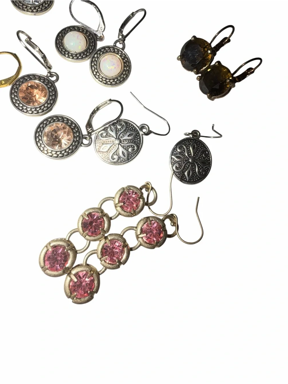 Assorted‎ Women's Silver-Tone and Pink Earrings Set